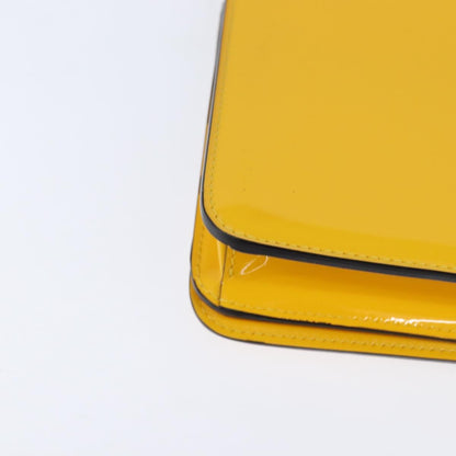 Fendi Curligraphy Shoulder Enamel Yellow Silver, Yellow, Patent Leather, Shoulder Bag