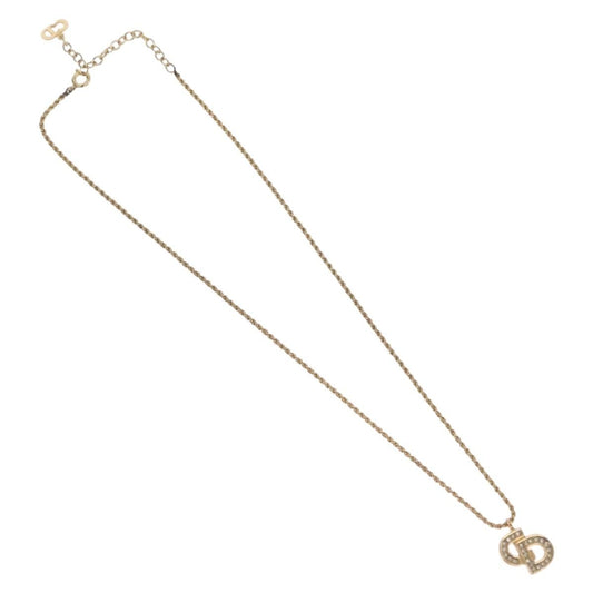 Christian Dior CD Pendant Metal and Crystals, Gold, Metal, Necklace