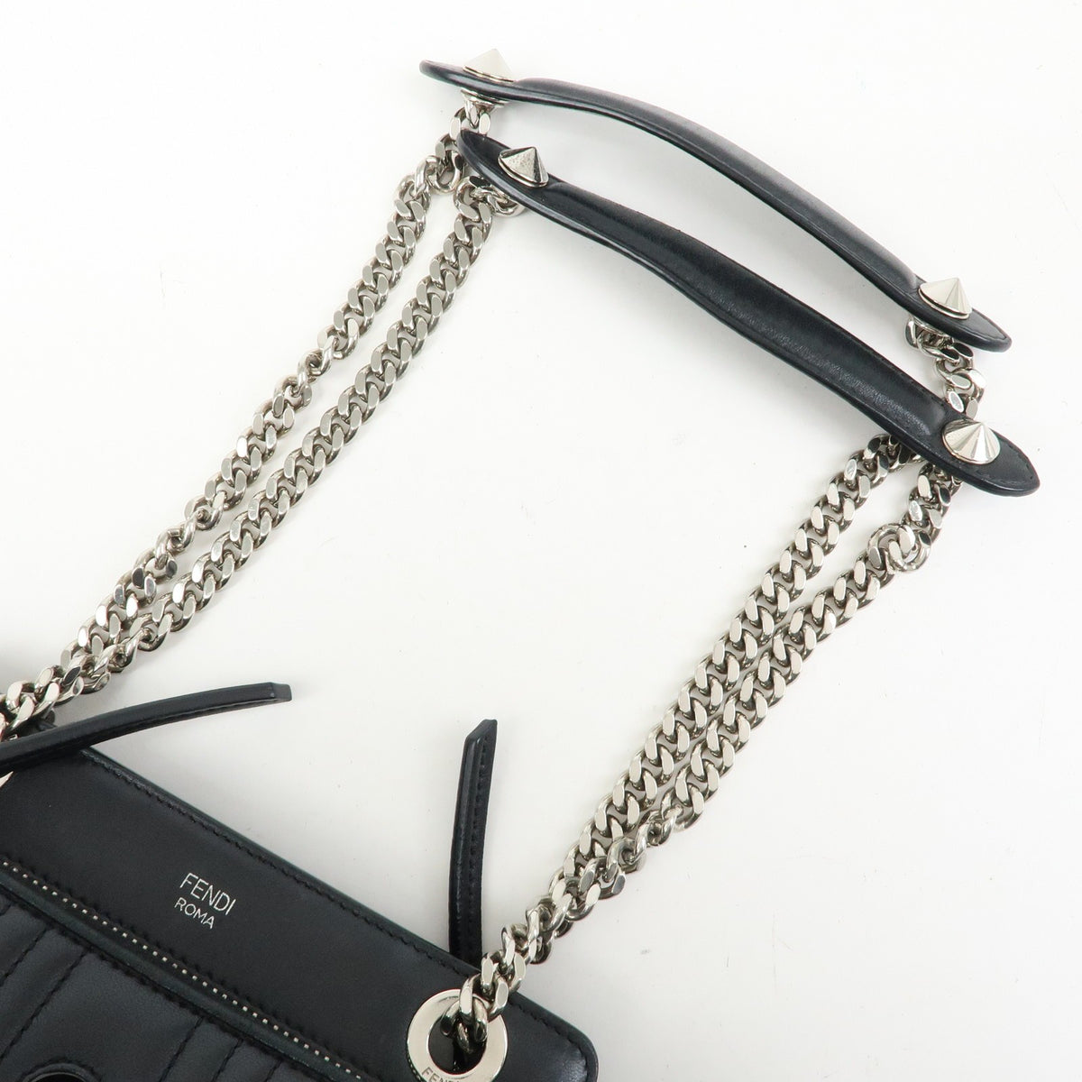 Fendi DotCom Click Quilted Leather, Black, Leather, Shoulder Bag