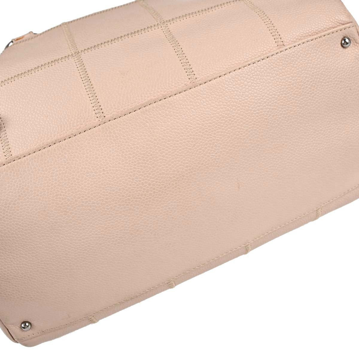 Chanel Square Stitch Bowler Quilted Calfskin, Pink, Leather, Shoulder Bag