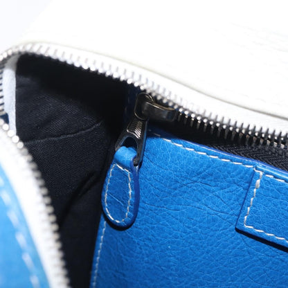 Balenciaga Bazar Convertible Striped Leather, Blue, Leather, Tote Bag