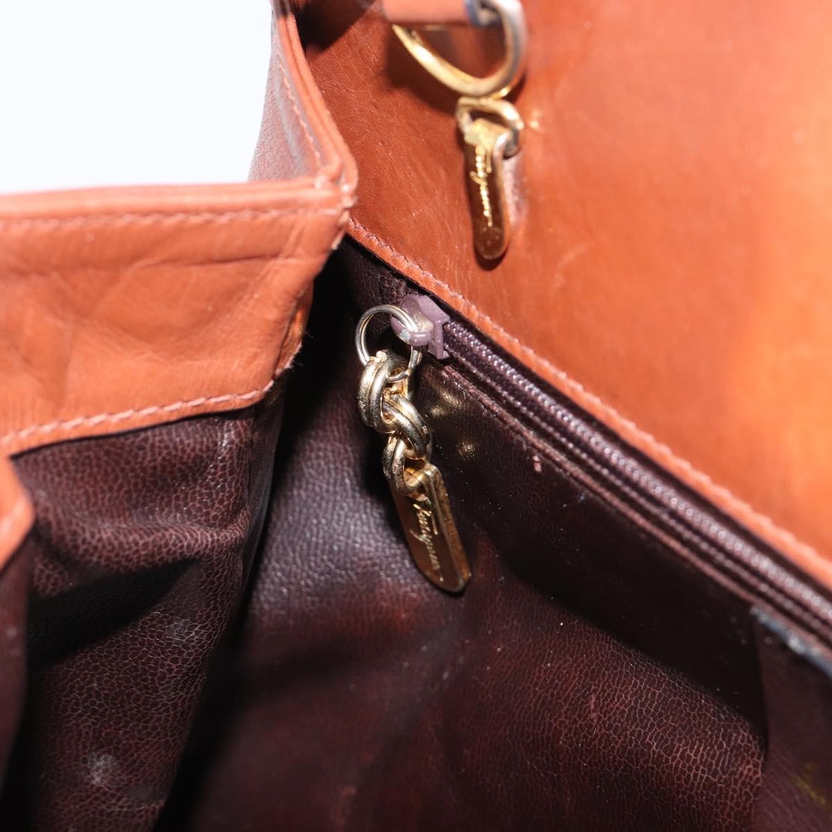 Salvatore Ferragamo Wanda Leather, Brown, Leather, Handbag