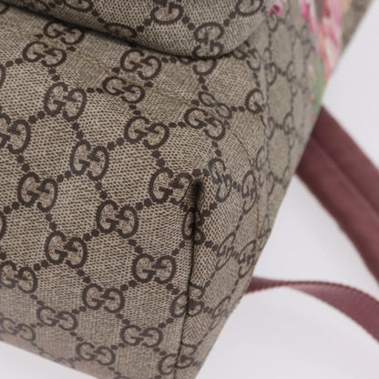 Gucci Buckle Blooms Print GG Coated Canvas, Beige, Canvas, Backpack