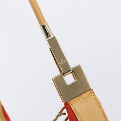 Gucci Vintage Zip Hobo Leather & Suede, Red, Suede, Shoulder Bag