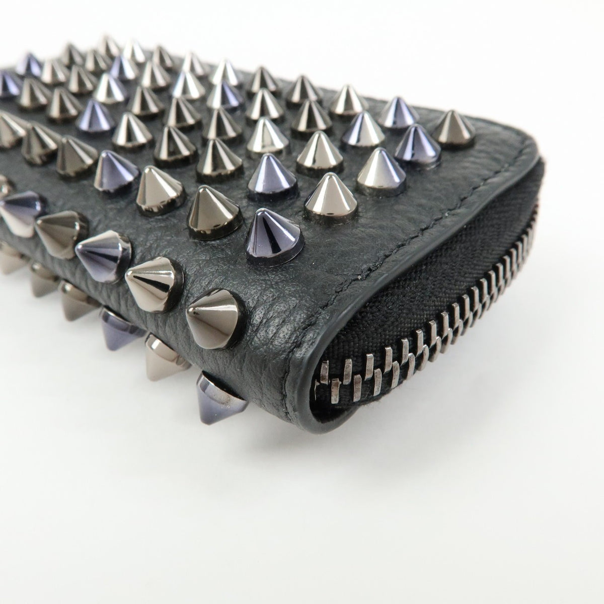 Christian Louboutin Panettone Coin Purse Spiked Leather, Black, Leather, Wallet