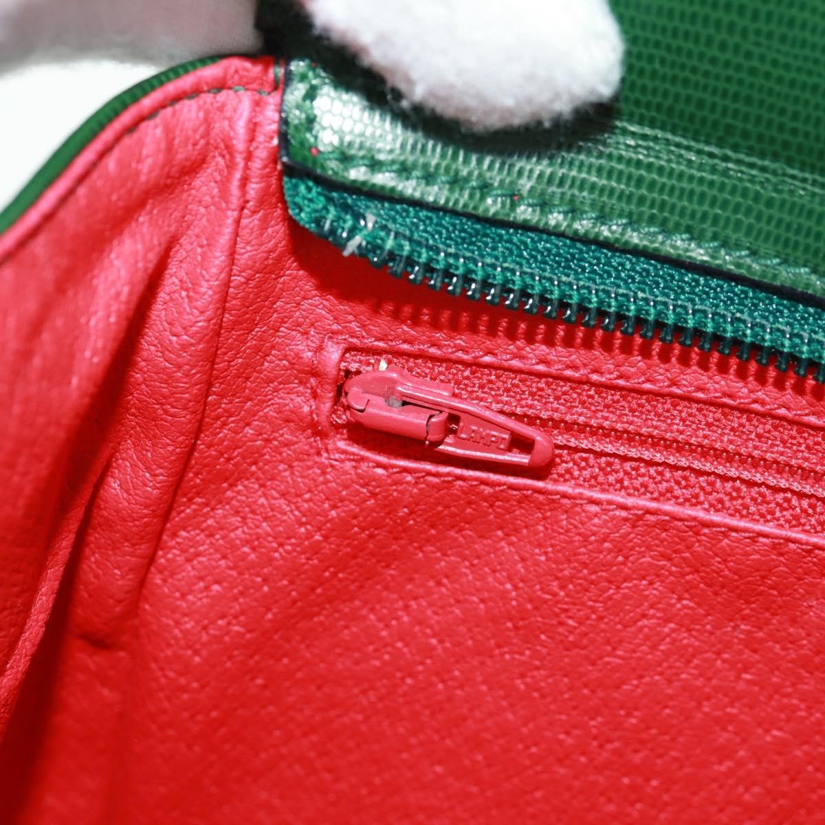 Celine Circle Logo Leather, Green, Leather, Shoulder Bag
