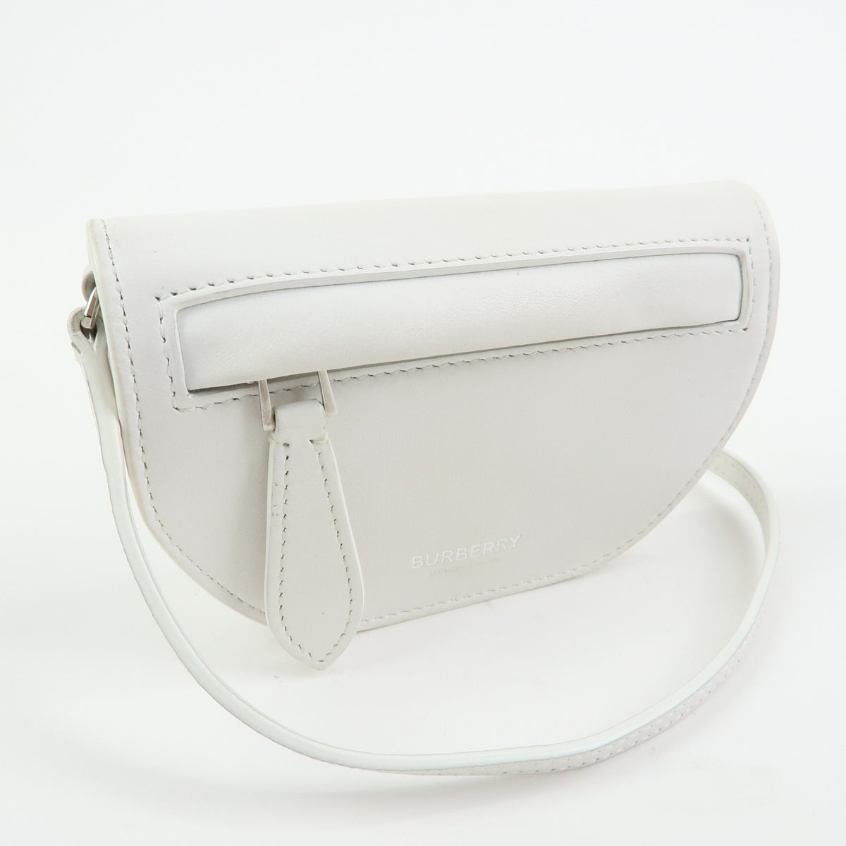 Burberry Olympia Flap Leather, White, Leather, Handbag