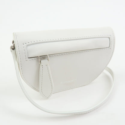 Burberry Olympia Flap Leather, White, Leather, Handbag