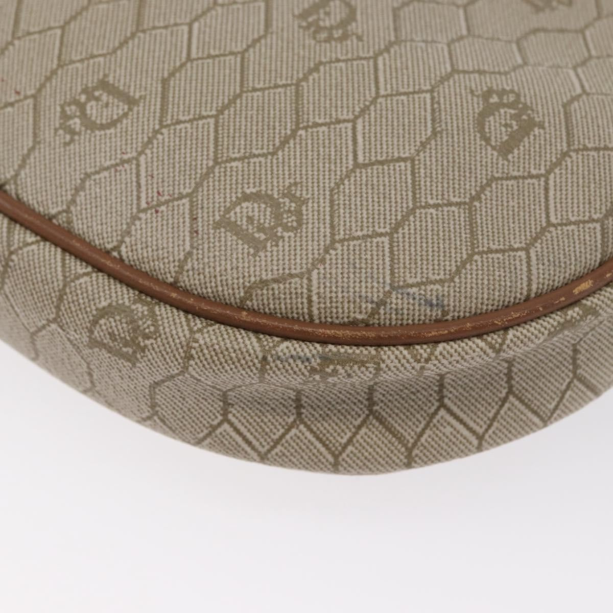 Christian Dior Vintage Honeycomb Canvas and Leather, Beige, Canvas, Shoulder Bag
