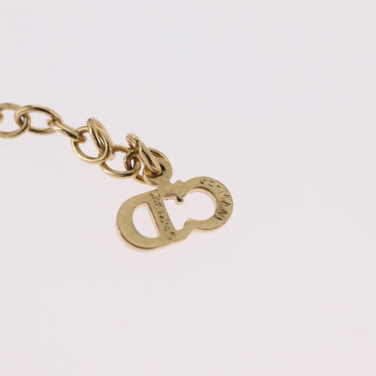 Christian Dior Round Logo Pendant Metal with Crystal, Gold, Metal, Necklace