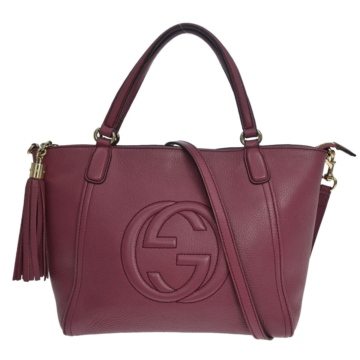 Gucci Soho Convertible Top Handle Leather, Purple, Leather, Handbag