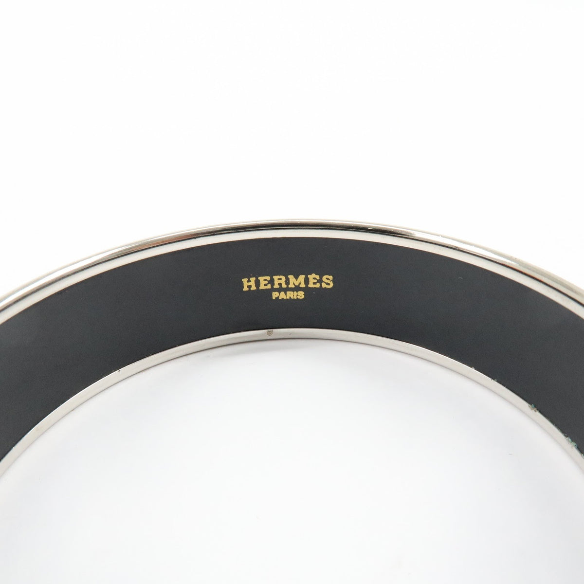 Hermes Bangle Printed Enamel, Silver, Silver Plated, Bracelet