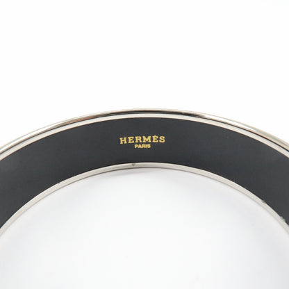 Hermes Bangle Printed Enamel, Silver, Silver Plated, Bracelet