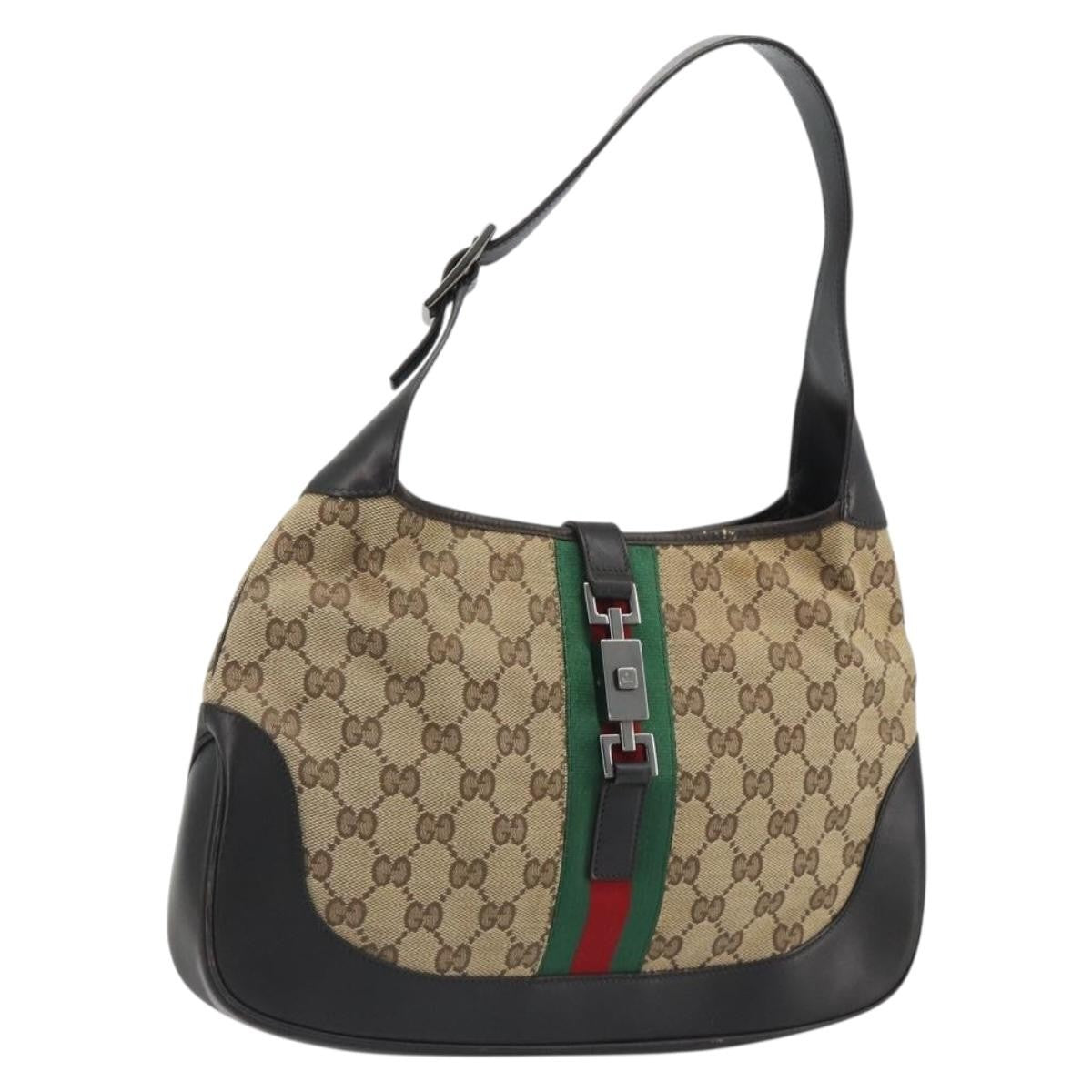 Gucci Web Jackie O Hobo GG Canvas, Beige, Canvas, Shoulder Bag