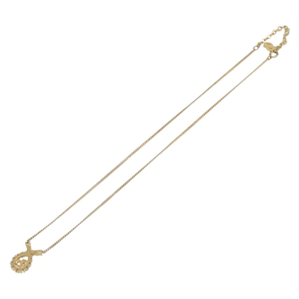 Christian Dior Vintage Logo Pendant Metal, Gold, Metal, Necklace