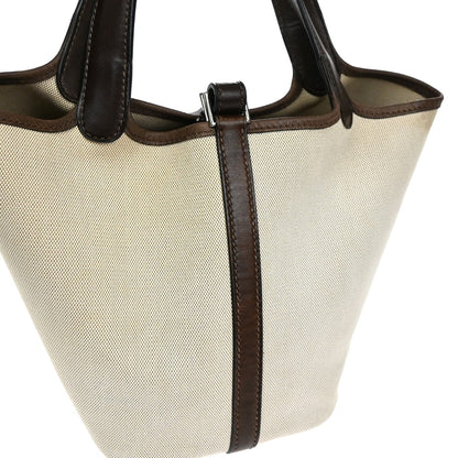 Hermes Picotin Toile and Leather, Beige, Canvas, Toiletry Case