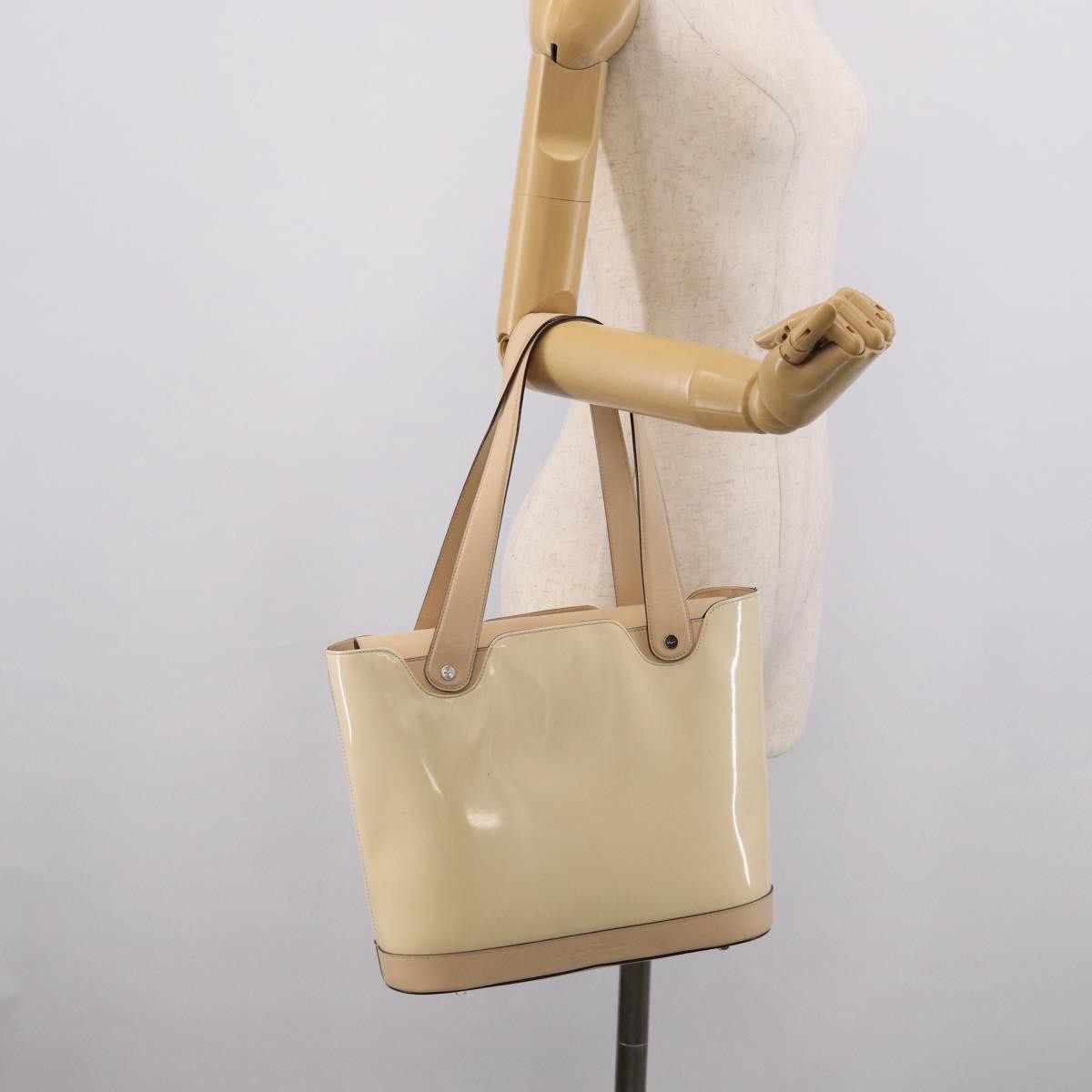 Salvatore Ferragamo Vintage Patent Leather, Beige, Patent Leather, Shoulder Bag