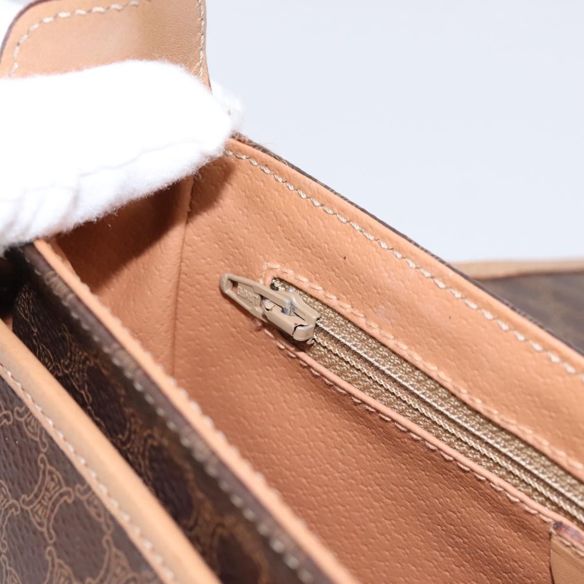 Celine Macadam Leather, Brown, Canvas, Shoulder Bag