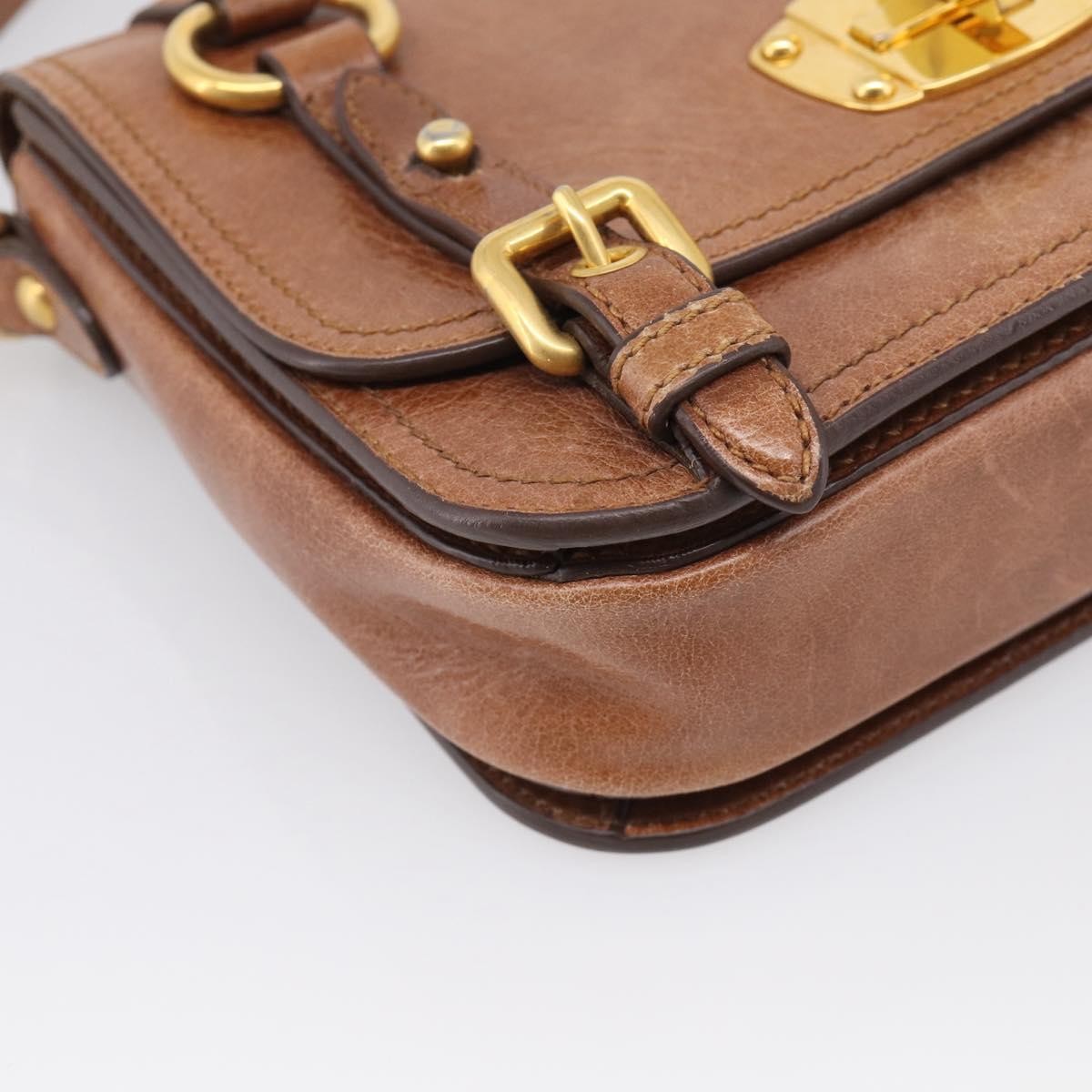 Miu Miu Shoulder Leather, Brown, Leather, Shoulder Bag