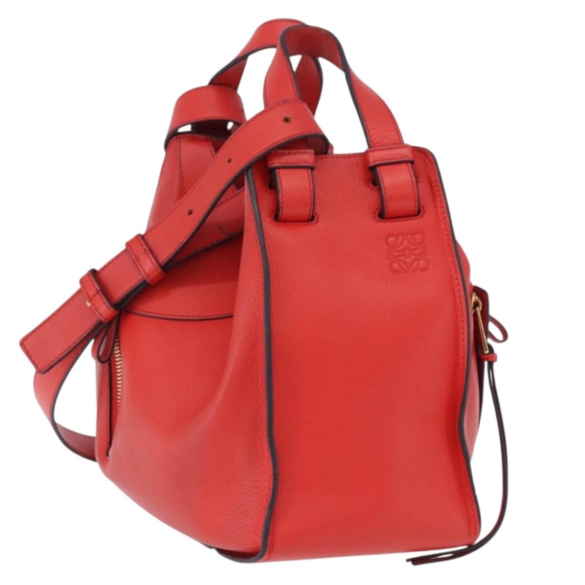 Loewe Hammock Leather, Red, Leather, Handbag