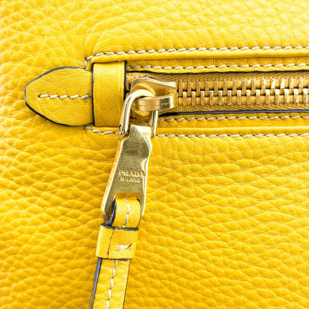 Prada Front Pocket Convertible Tote Leather, Yellow, Leather, Tote Bag