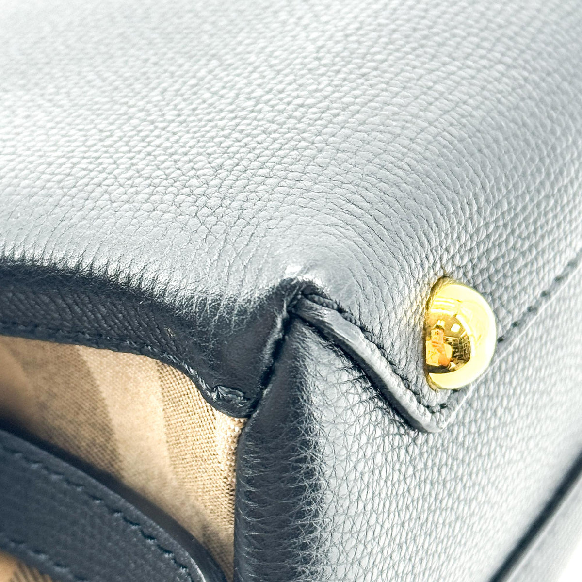 Burberry Camberley Top Handle Leather, Black, Leather, Handbag