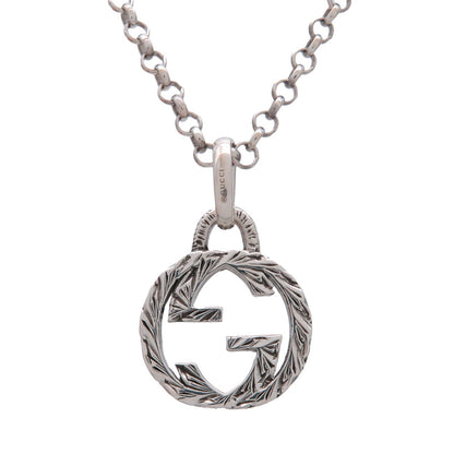 Gucci Engraved Interlocking G Chain Link Pendant Sterling Silver, Silver, Silver, Necklace