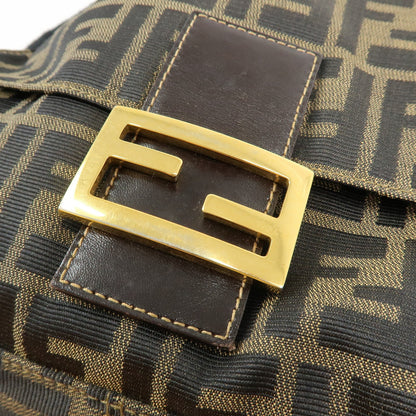 Fendi Round Flap Baguette Zucca Canvas, Brown, Canvas, Shoulder Bag