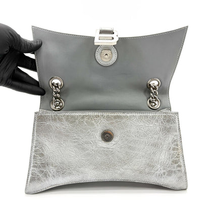Balenciaga Crush Charm Chain Flap Leather, Silver, Leather, Handbag
