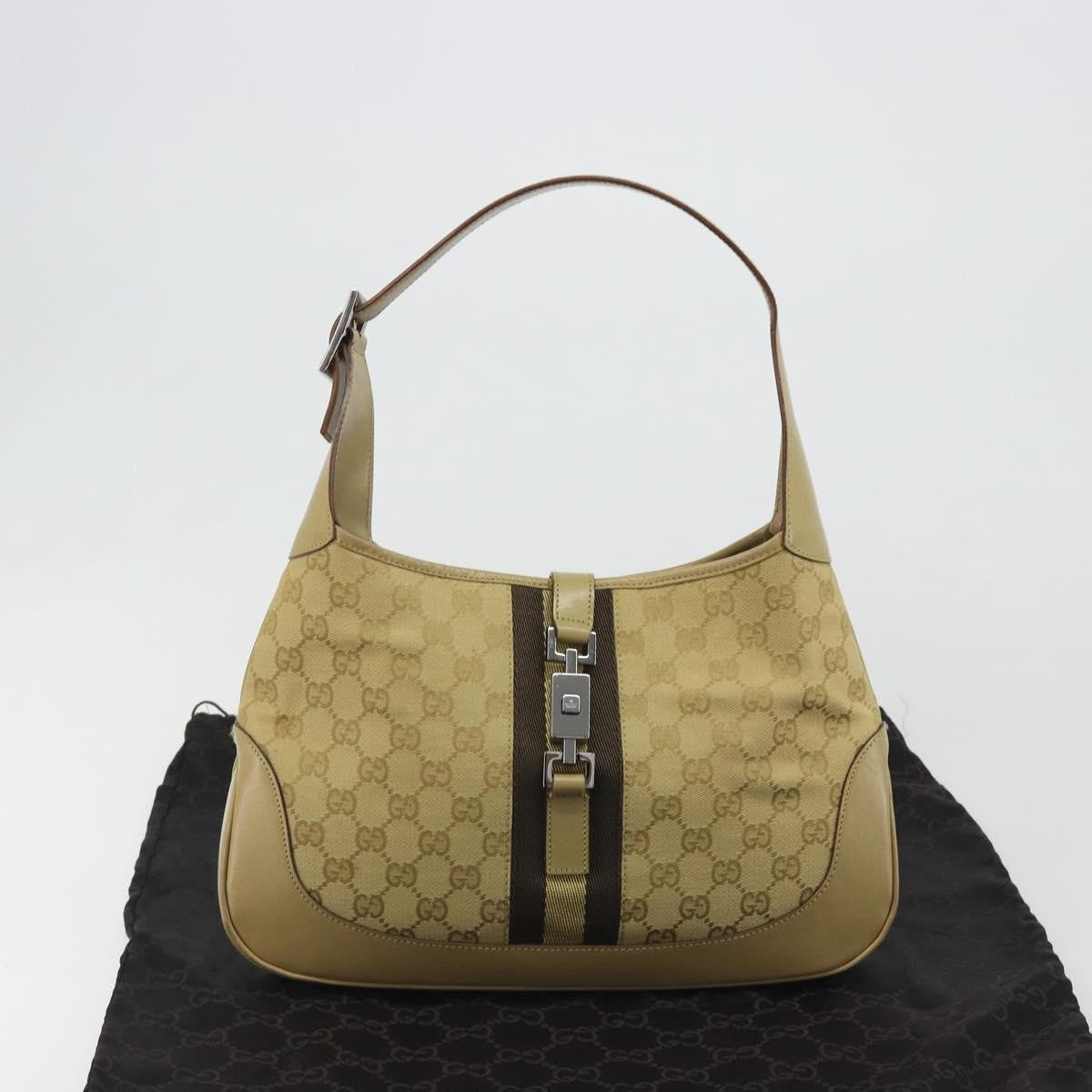 Gucci Web Jackie O Hobo GG Canvas, Beige, Canvas, Shoulder Bag