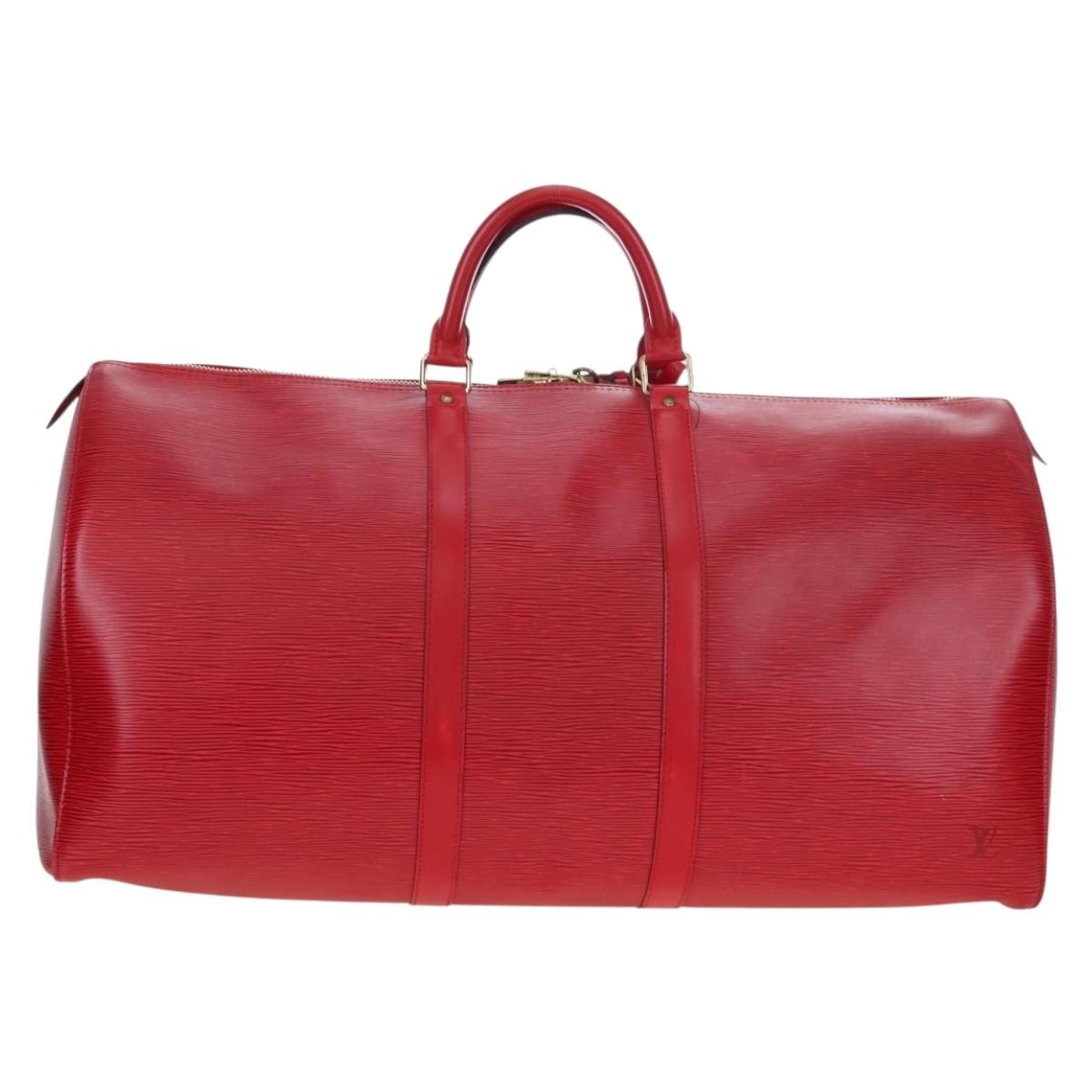 Louis Vuitton Keepall Epi, Red, Leather, Travel Bag