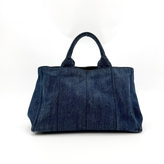 Prada Canapa Denim, Blue, Denim, Tote Bag