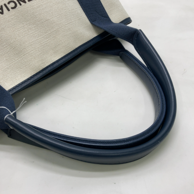 Balenciaga Navy Cabas Canvas with Leather, Navy, Canvas, Tote Bag