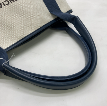 Balenciaga Navy Cabas Canvas with Leather, Navy, Canvas, Tote Bag