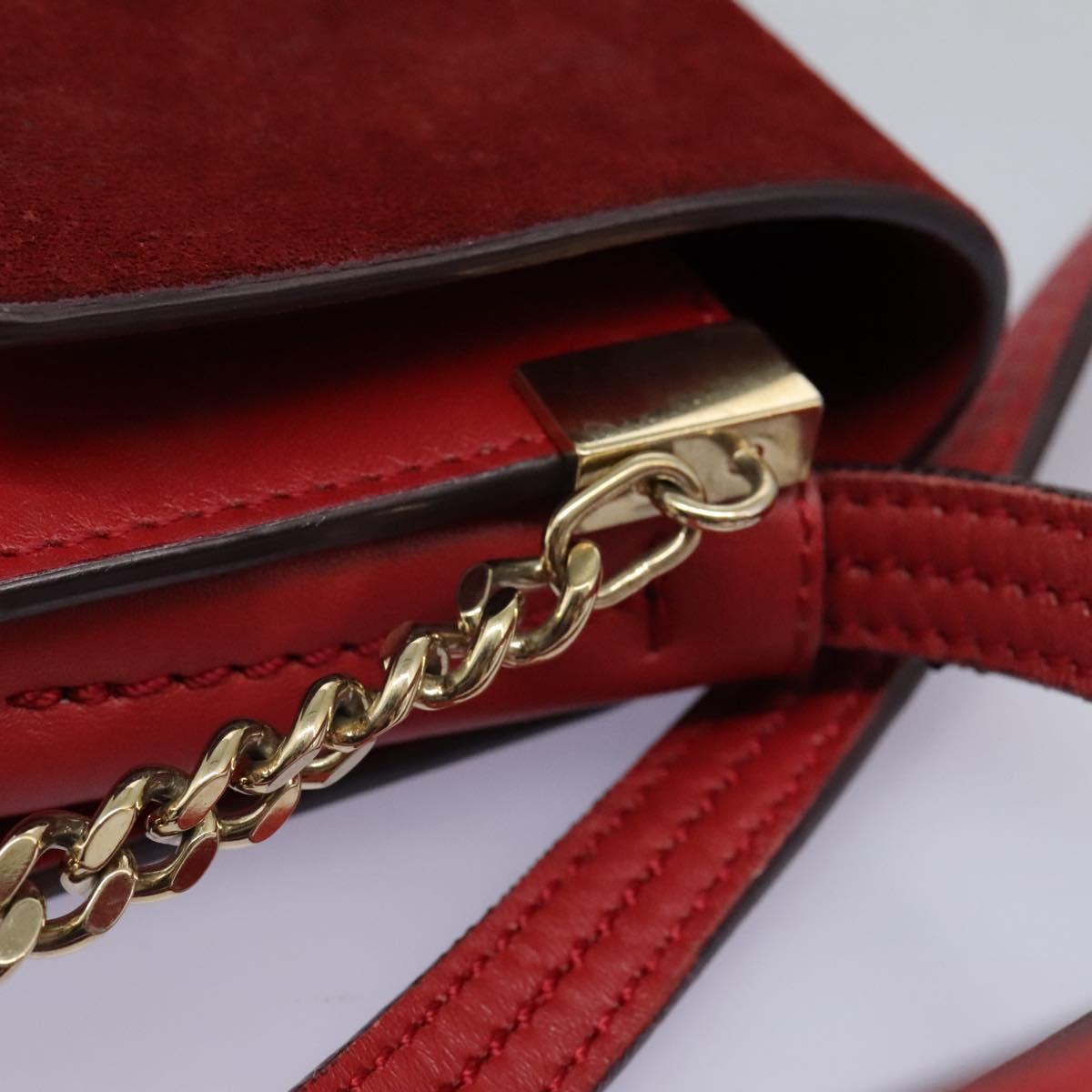 Chloe Faye Chain Leather and Suede, Red, Suede, Shoulder Bag