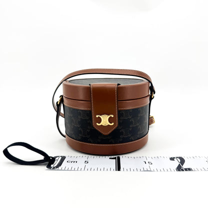 Celine Tambour Triomphe Coated Canvas, Black, Canvas, Handbag