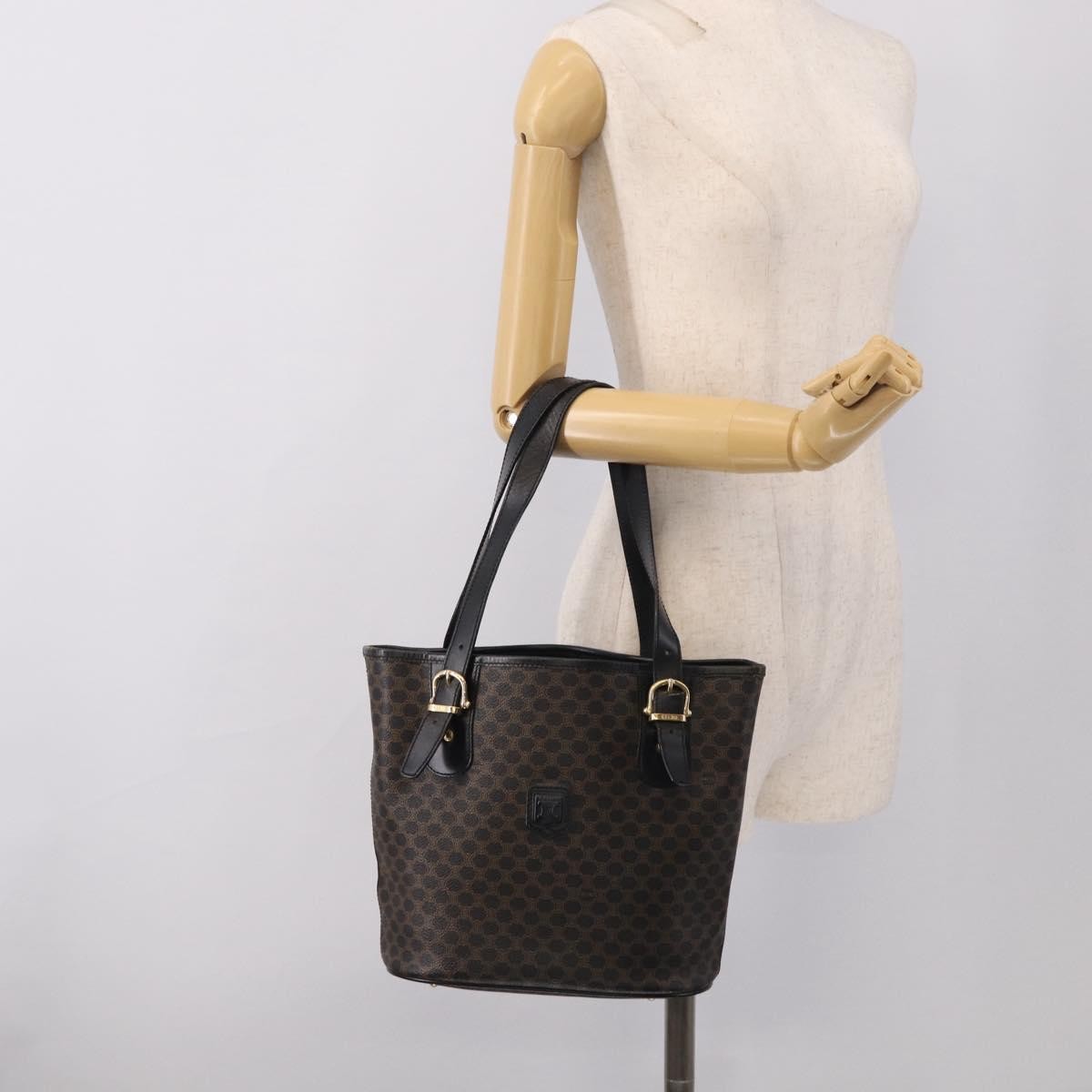 Celine C Macadam Tote PVC leather/ Macadam canvas, Black, Canvas, Shoulder Bag