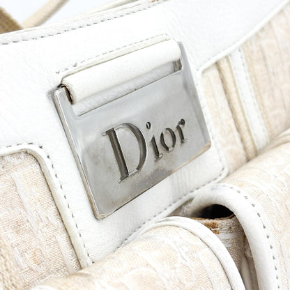 Christian Dior Vintage Trotter Street Chic Pocket Hobo Diorissimo Canvas, White, Canvas, Shoulder Bag