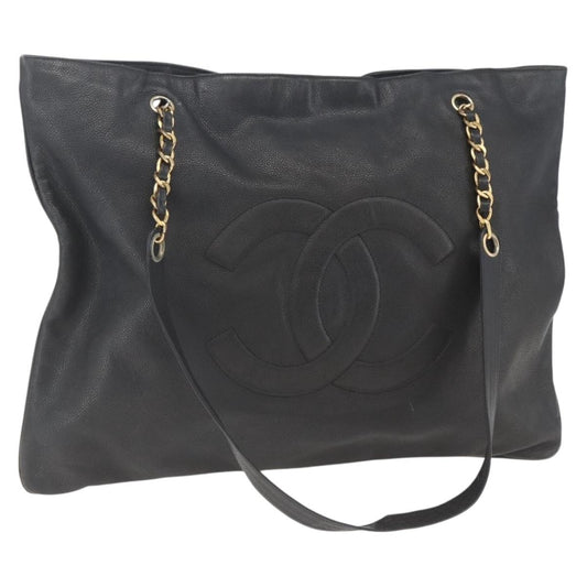 Chanel Grand Shopping Tote Quilted Calfskin, BLACK, LEATHER, Shoulder bag