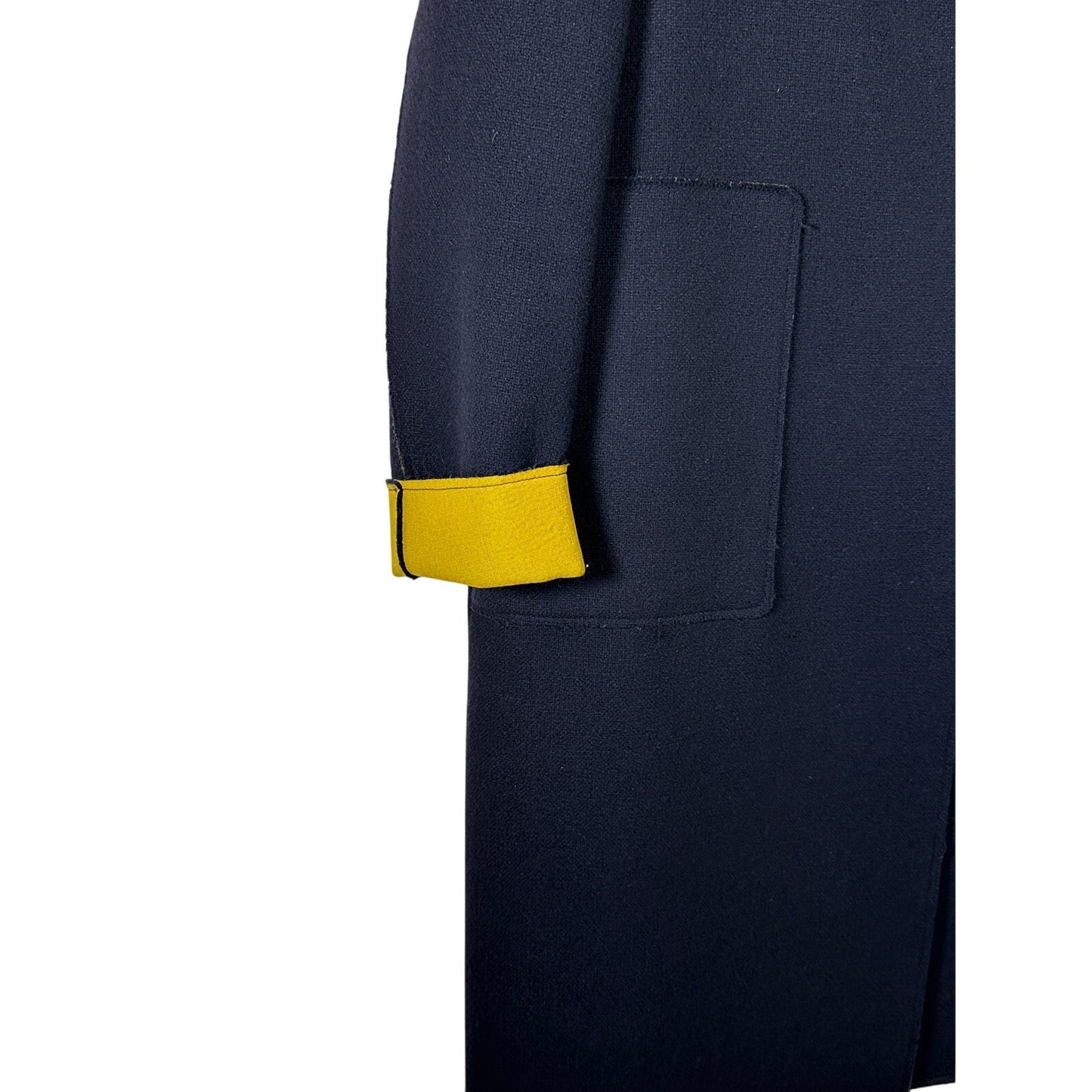 SONIA SPECIALE Wool Blend Trench Coat Double Breasted Blue Yellow Women's 44