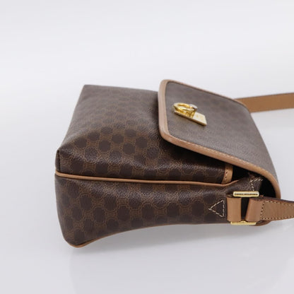 Celine Macadam Leather, Brown, Canvas, Shoulder Bag