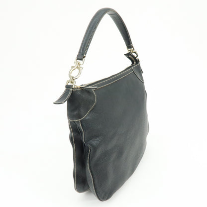 Salvatore Ferragamo Gancini Leather, Black, Leather, Crossbody Bag