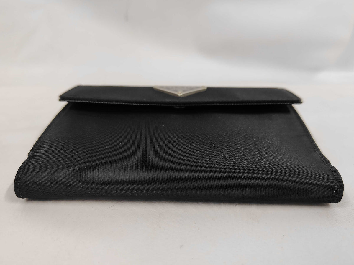 Prada Saffiano bifold Leather, Black, Nylon, Wallet