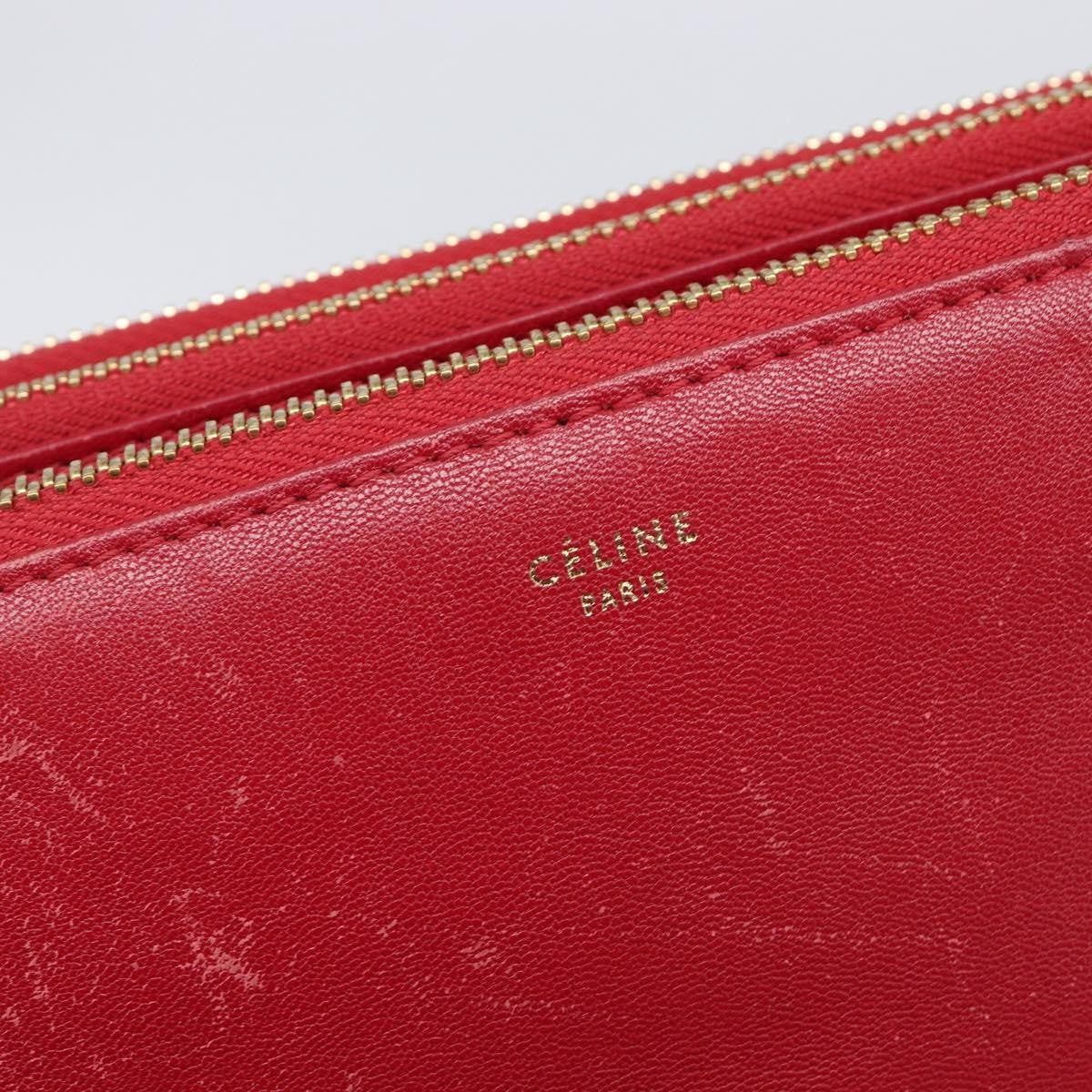 Celine Trio Leather, Red, Leather, Crossbody Bag