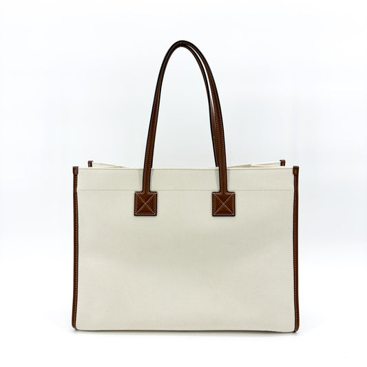 Burberry Freya Shopping Canvas with Leather, Beige, Canvas, Tote Bag