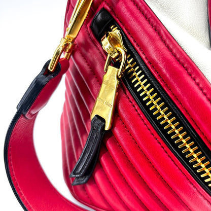 Miu Miu Biker Convertible Dome Satchel Quilted Leather, Red, Leather, Handbag