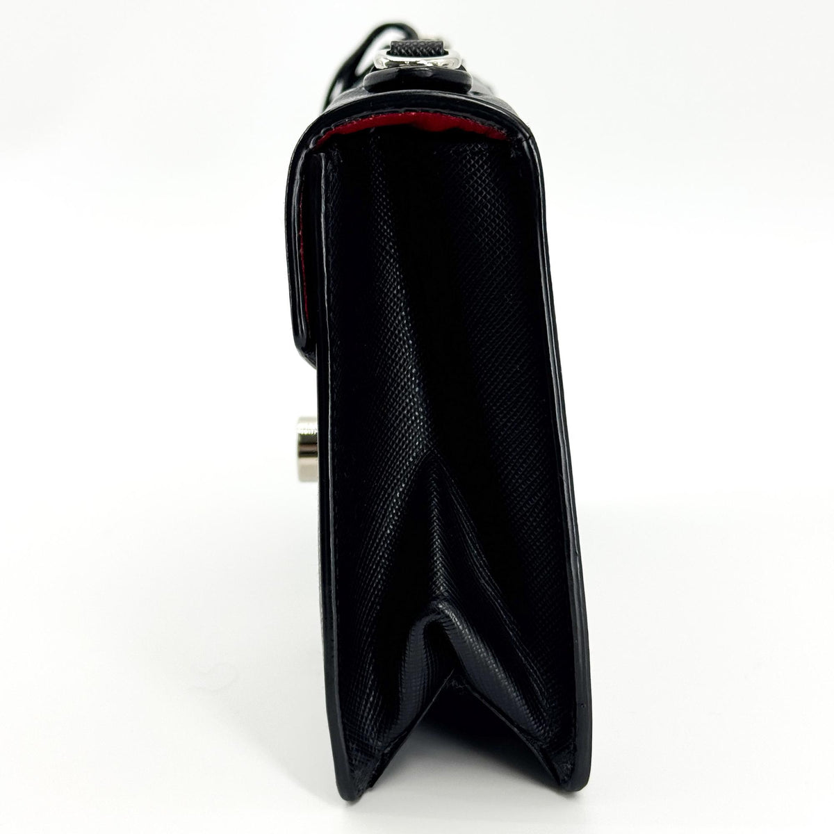 Prada Convertible Sound Vernice Saffiano Leather, Black, Leather, Handbag