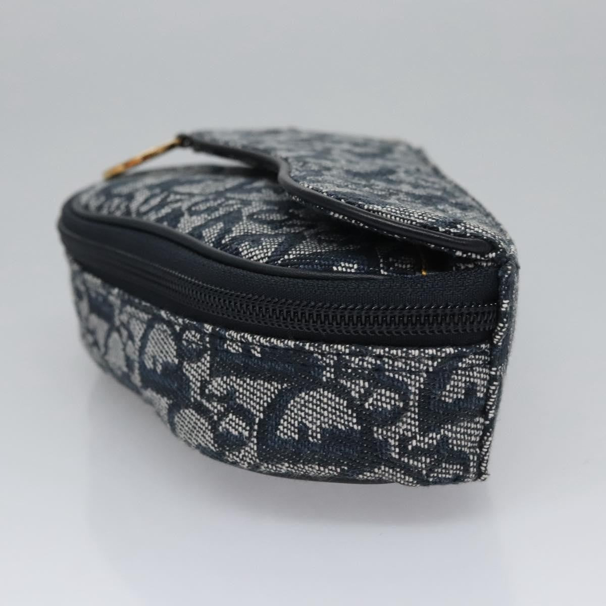 Christian Dior Vintage Saddle Coin Purse Diorissimo Canvas, Navy, Canvas, Clutch