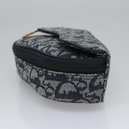 Christian Dior Vintage Saddle Coin Purse Diorissimo Canvas, Navy, Canvas, Clutch