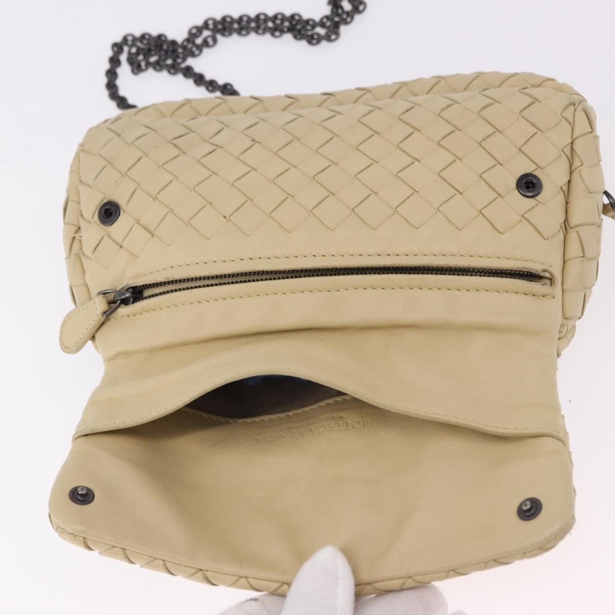 Bottega Veneta Intrecciato Shoulder Leather, Beige, Leather, Shoulder Bag